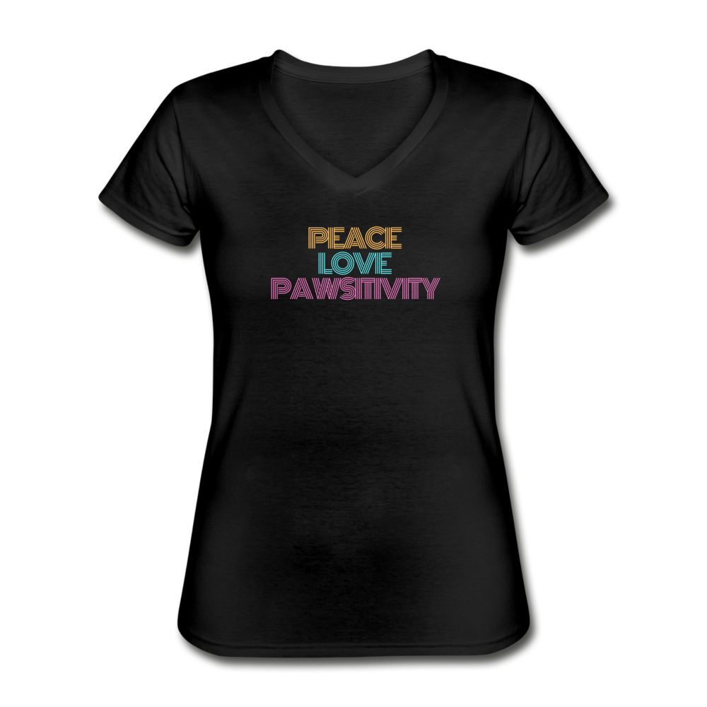 Peace, Love, and Pawsitivity | V-Neck Tee | Women - Love & Pawsitivity