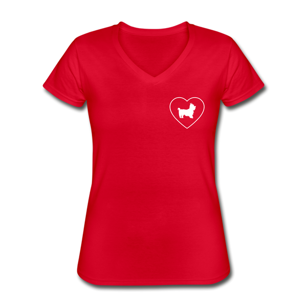 I Heart Yorkies! | V-Neck Tee | Women - red
