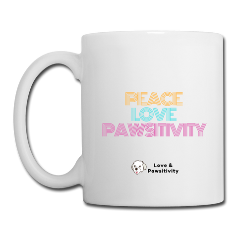 Peace, Love, and Pawsitivity | White Mug - white