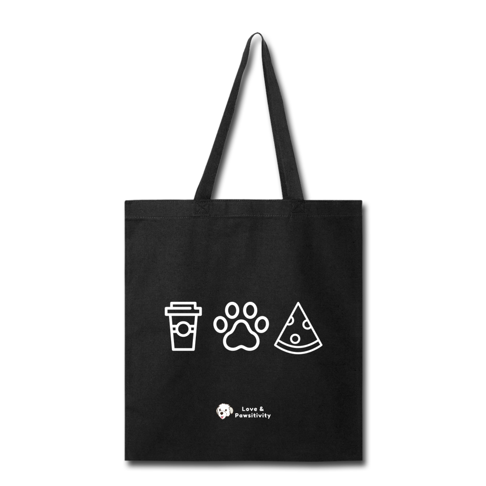 Coffee, Pets, & Pizza | Tote Bag - black