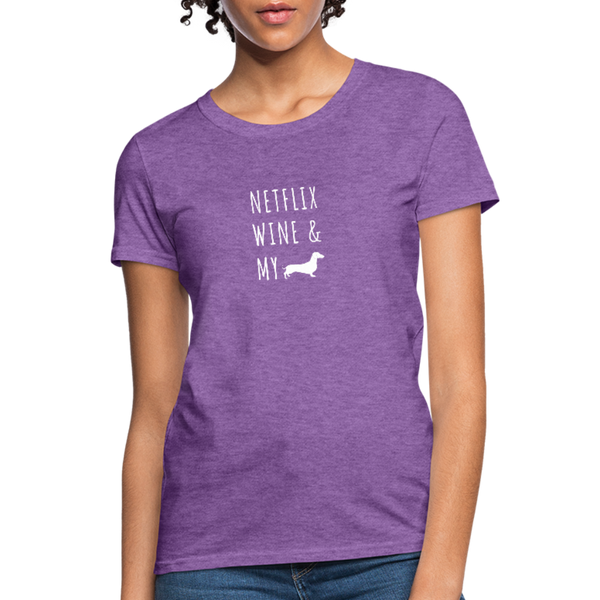 Netflix, Wine, & My Doxie | Comfort Tee | Women - purple heather