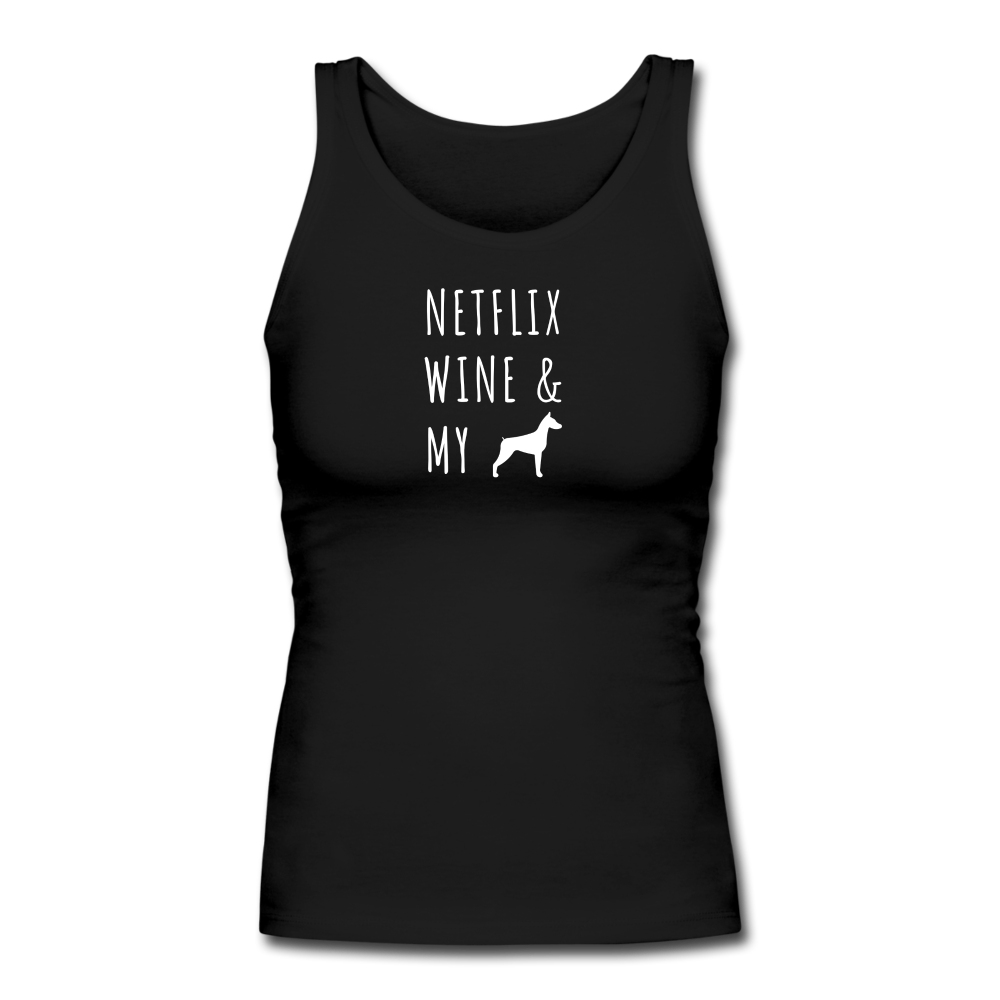 Netflix, Wine, & My Doberman | Comfort Tank Top | Women - black