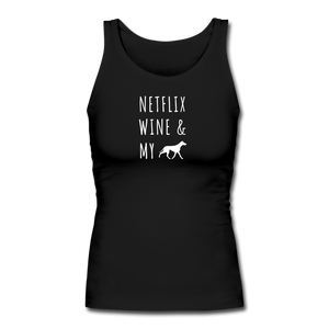Netflix, Wine, & My Greyhound | Comfort Tank Top | Women - black