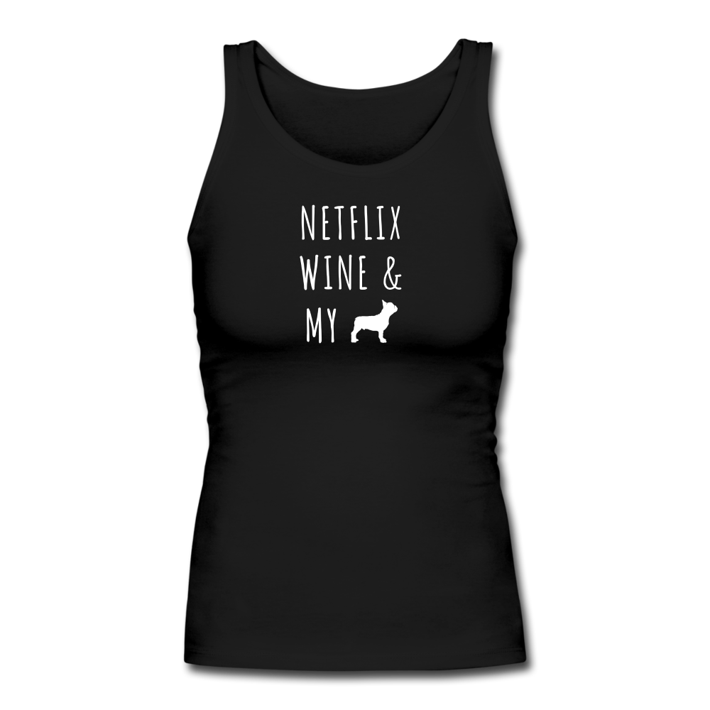 Netflix, Wine, & My French Bulldog | Comfort Tank Top | Women - black
