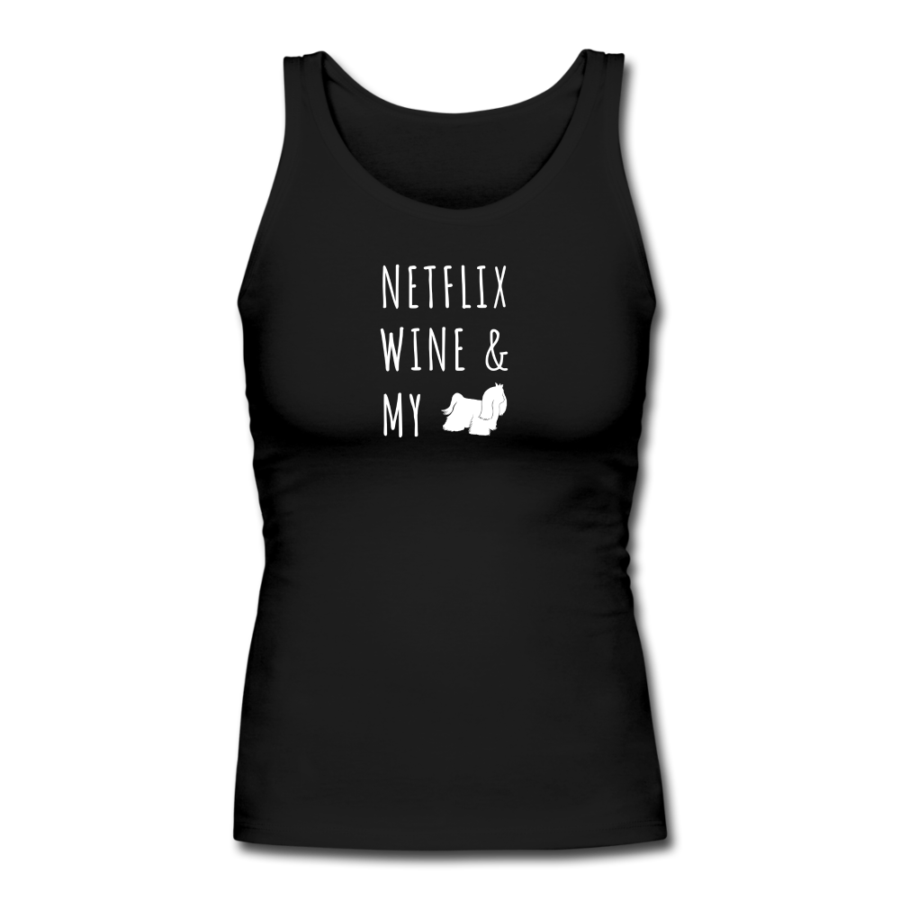 Netflix, Wine, & My Maltese | Comfort Tank Top | Women - black