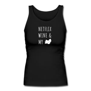 Netflix, Wine, & My Maltese | Comfort Tank Top | Women - black