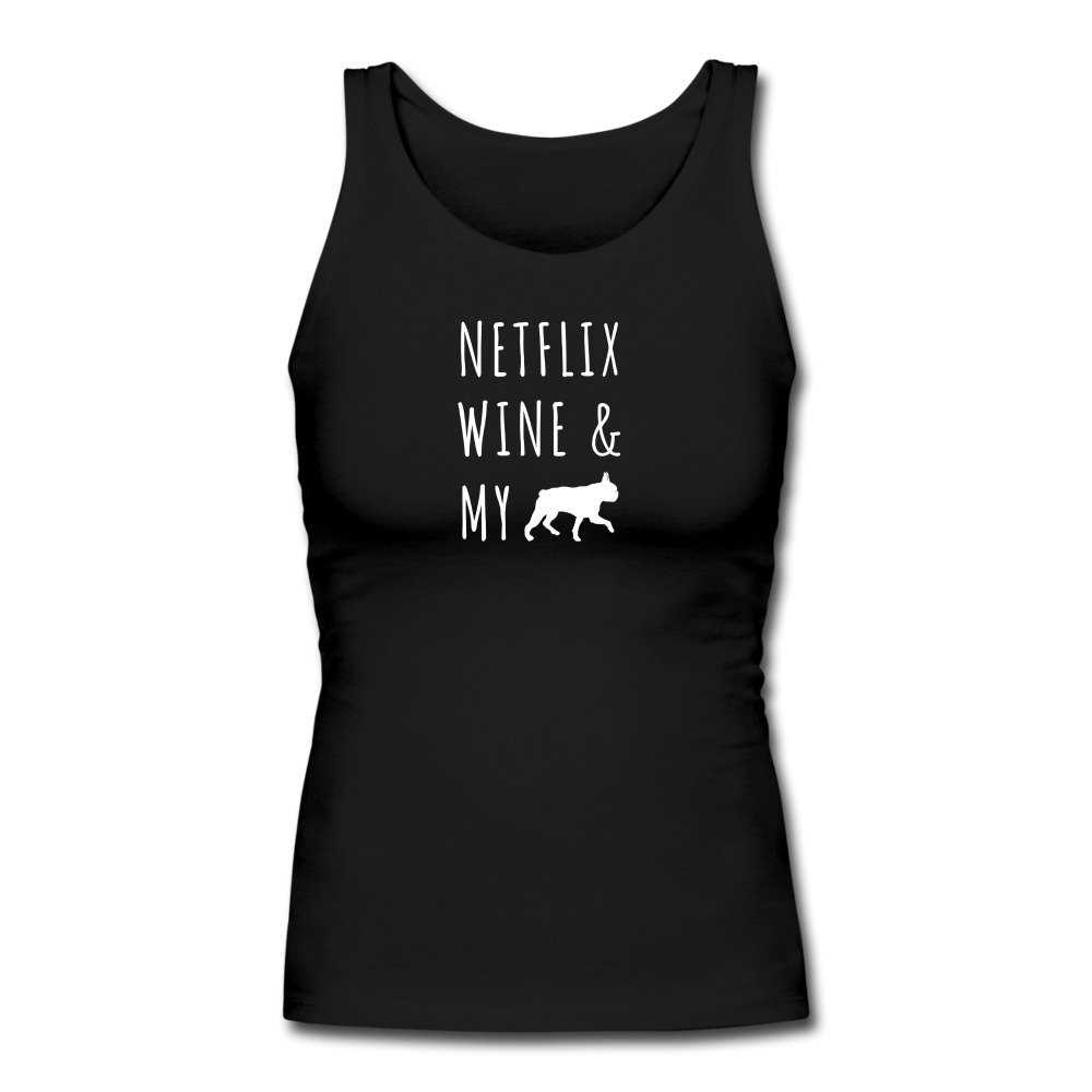 Netflix, Wine, & My Boston Terrier | Comfort Tank Top | Women - black