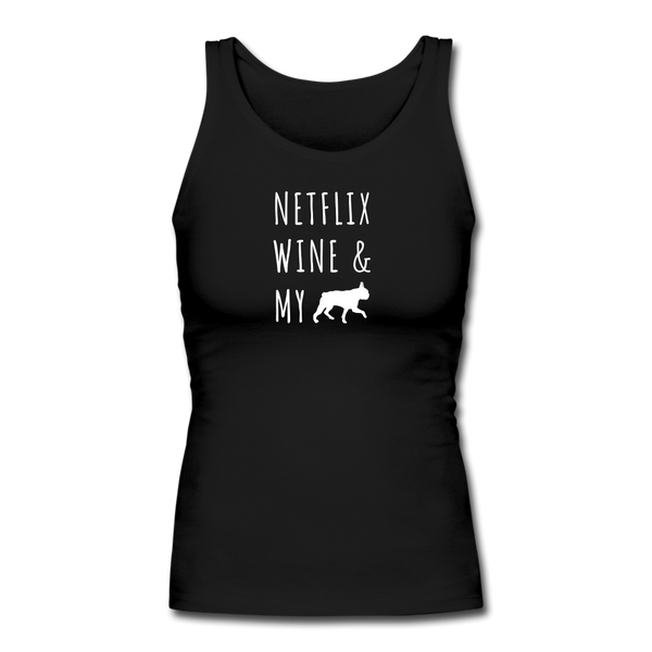 Netflix, Wine, & My Boston Terrier | Comfort Tank Top | Women - black