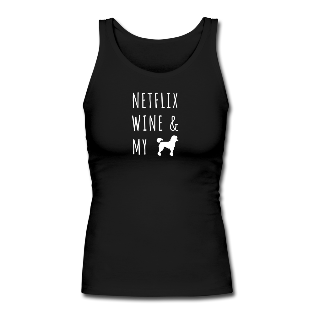 Netflix, Wine, & My Poodle | Comfort Tank Top | Women - black