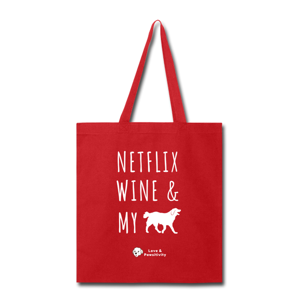 Netflix, Wine, & My Labrador | Tote Bag - red