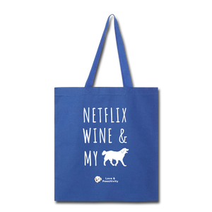 Netflix, Wine, & My Labrador | Tote Bag - royal blue