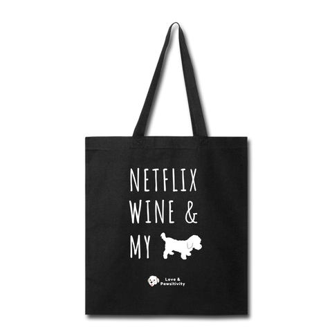 Netflix, Wine, & My Maltipoo | Tote Bag - black