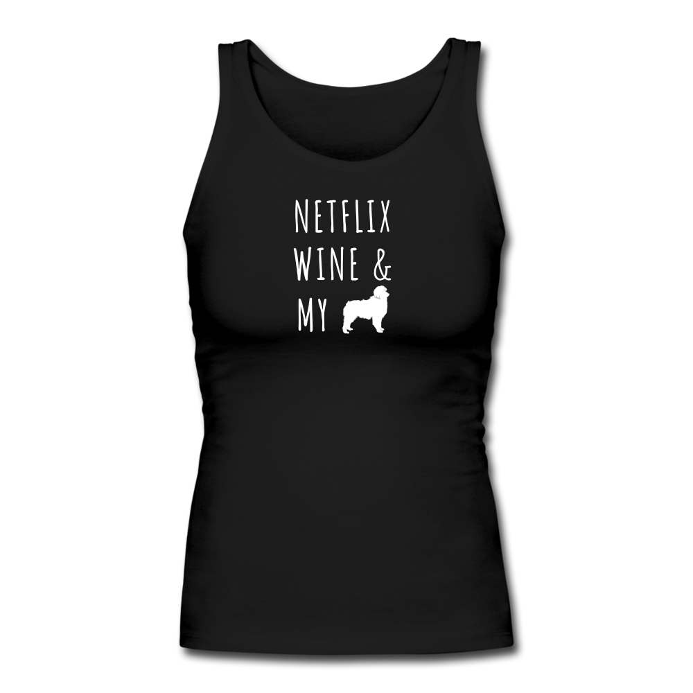Netflix, Wine, & My Australian Shepherd | Comfort Tank Top | Women - black