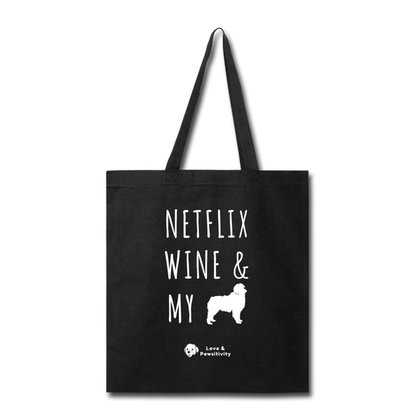 Netflix, Wine, & My Australian Shepherd | Tote Bag - black
