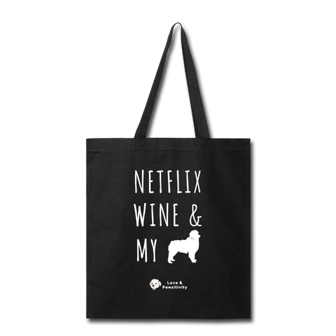 Netflix, Wine, & My Australian Shepherd | Tote Bag - black