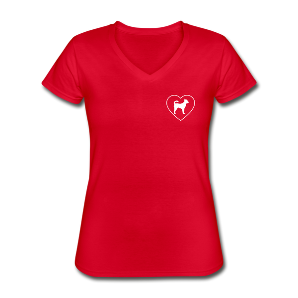 I Heart Chihuahuas! | V-Neck Tee | Women - red