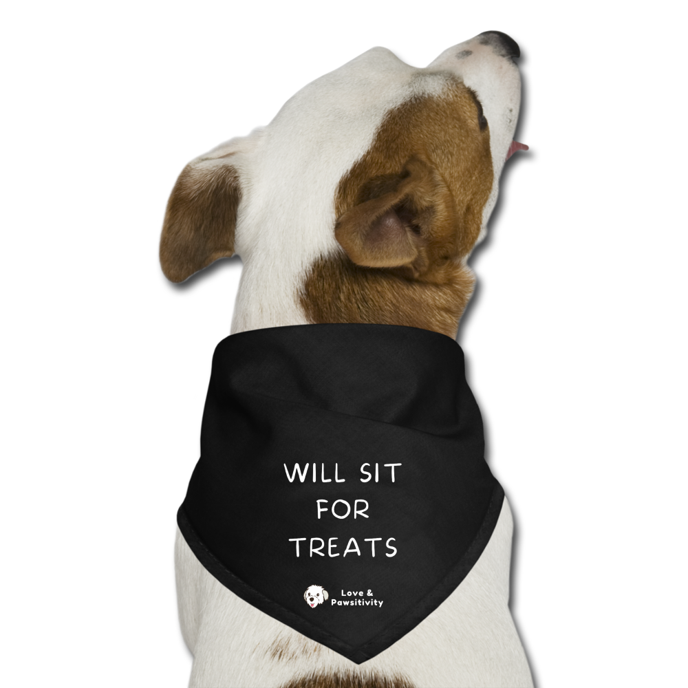 Will Sit for Treats | Dog Bandana - black