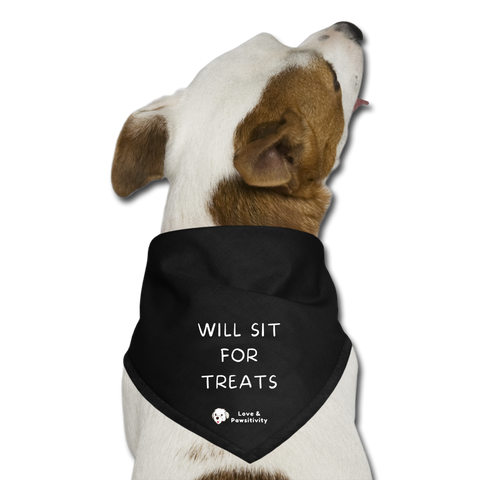 Will Sit for Treats | Dog Bandana - black