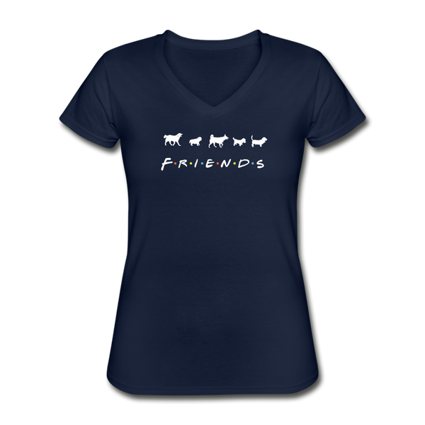 The One With Your Pup | V-Neck Tee | Women - navy